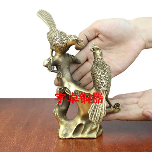 宇卓铜器 纯铜工艺品 铜雕喜鹊 喜上眉梢 摆件 铜喜鹊