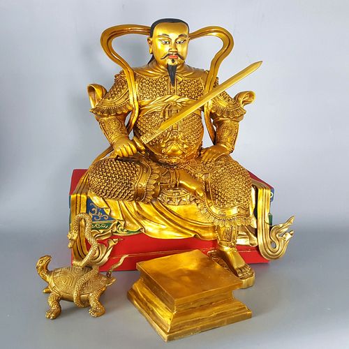 纯铜玄天上帝铜像供奉摆件   武当山祖师爷真武大帝神像