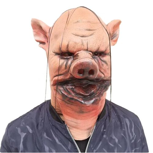 恐怖电影诡镇猪头人面具猪八戒装扮道具mask万圣节乳胶猪头人头套