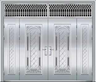 厂家不锈钢别墅整板四开大门 进户门单元门 豪华庭院门子母门定做