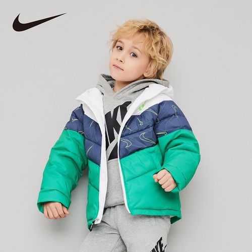 nike 耐克童装男女童棉服2021冬季儿童内里加绒保暖休闲上衣110-160