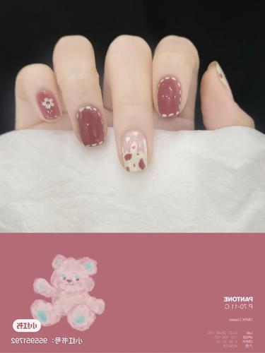 美甲贴片指甲成品短款可拆卸爆款穿戴甲梅子色手工光疗甲小红书同