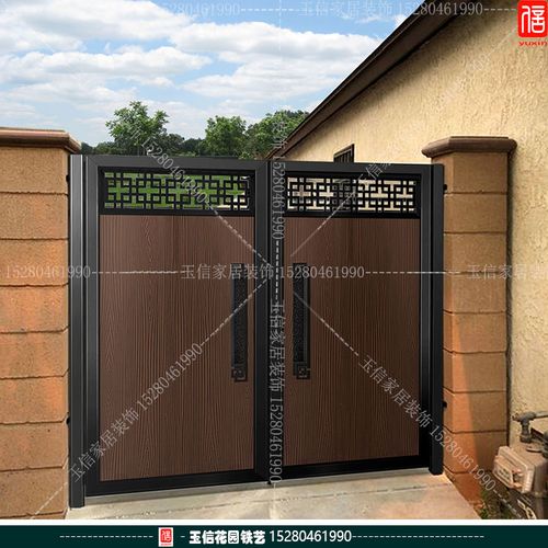 定做木纹不锈钢庭院门别墅 大门小区门