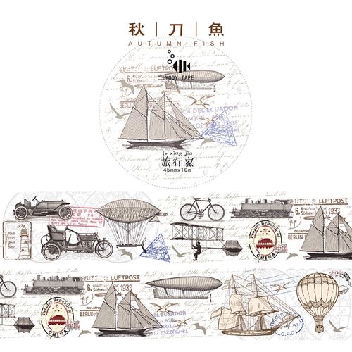 秋刀鱼手帐本配件 复古旅行家胶带 可撕胶纸tn手账diy装饰贴纸