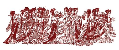 中国传统仕女 剪纸画稿  刻纸图样 电子版练习稿