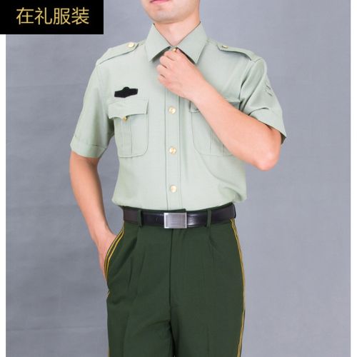 在礼 陆军短袖衬衫男士夏常浅绿色制服衬衣松枝绿夏橄榄绿外 wu仕短袖