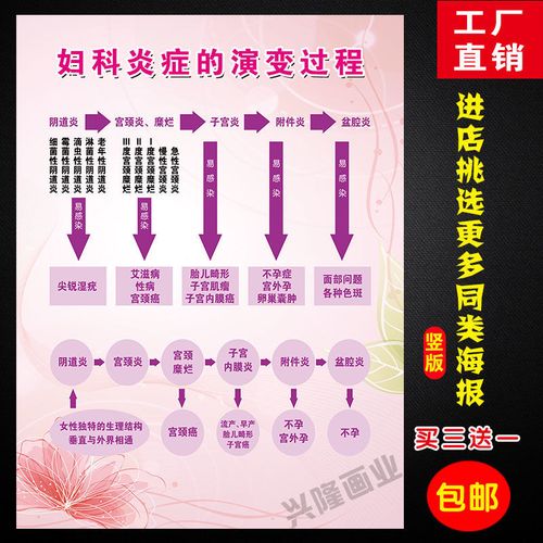 妇科炎症的演变过程海报广告美容院养生馆装饰画广告贴画贴纸