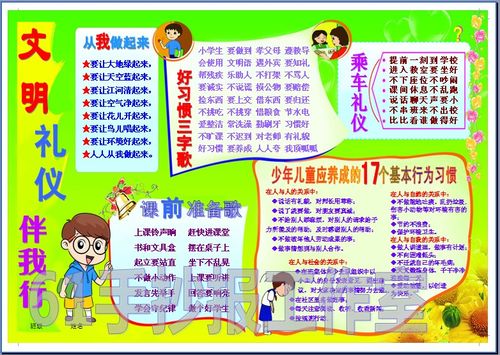 文明礼仪伴我行电子小报成品电脑简报画报板报手抄报