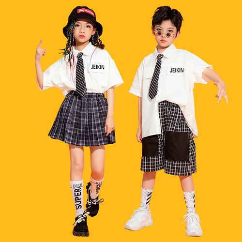 新款儿童演出服街舞潮服嘻哈表演爵士舞韩版jk合唱团走秀才艺套装
