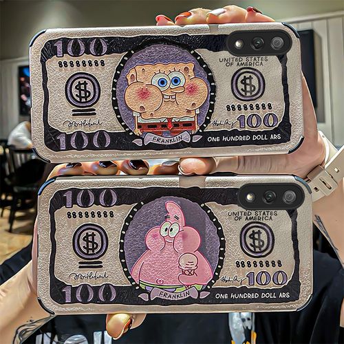 钞票海绵宝宝适用华为荣耀20手机壳play4tpro/3硅胶保护套9x浮雕卡通