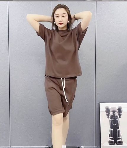 陈火火男装2451夏季新款重磅珠地棉男女同款百搭短袖上衣 短裤pyy