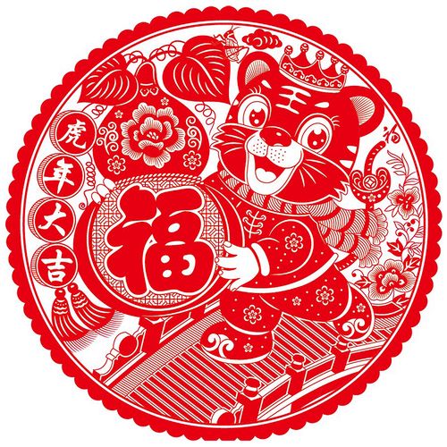 2022虎年剪纸窗花贴福字生肖植绒装饰年画绒布静电玻璃贴窗户门贴