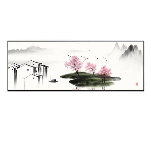 新中式装v饰画画禅壁画意现代餐厅水墨画卧室山水背景