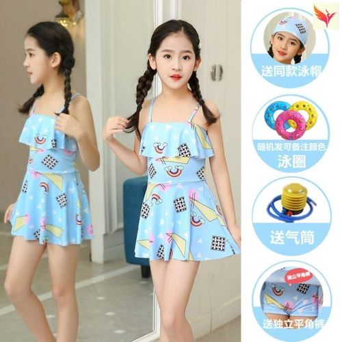 甜美少女夏款女大童游泳装衣2021i新款12岁洋气小女孩