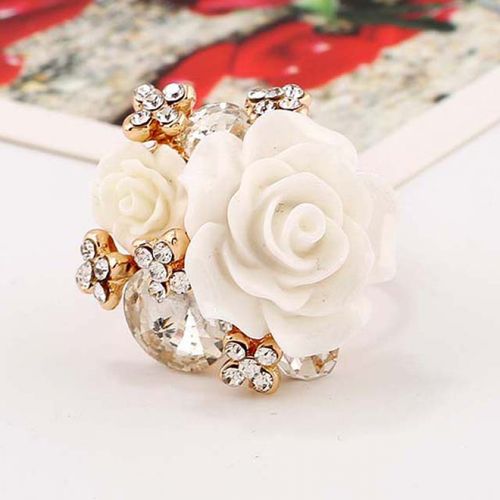 【七夕情人节】远方情新玫瑰花水晶戒指女立体花开口戒韩版食指戒可