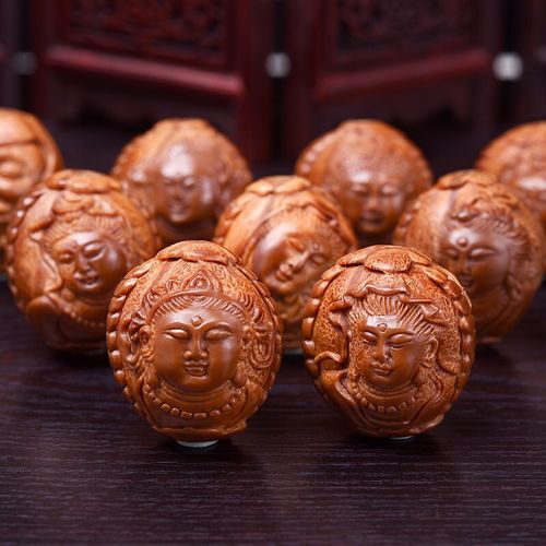 盘道 橄榄核手串 印尼大核观音手持 橄榄核雕浮雕观音文玩佛珠手串 3.