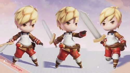 金发 卡通 可爱 剑士 骑士 角色 动画 虚幻4 ue4 red knight