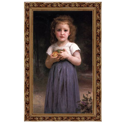 艺微实木有框画装饰画挂画壁画世界名画布格罗古典人物小孩