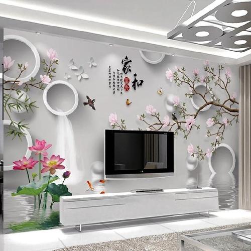 电视背景墙壁纸简约现代卧室.布景自贴墙壁画电视柜床头潮牌加.