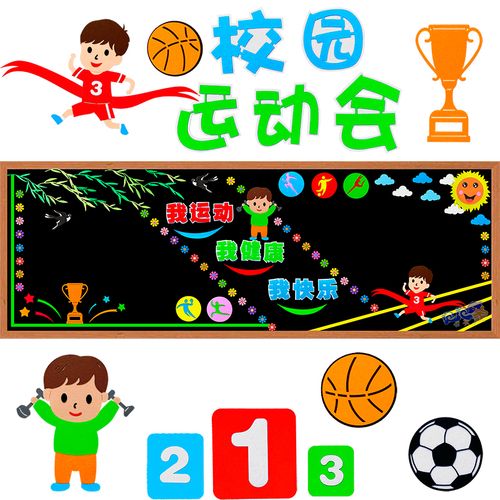 小学幼儿园运动会展板主题黑板报装饰墙贴教室布置班级文化创意