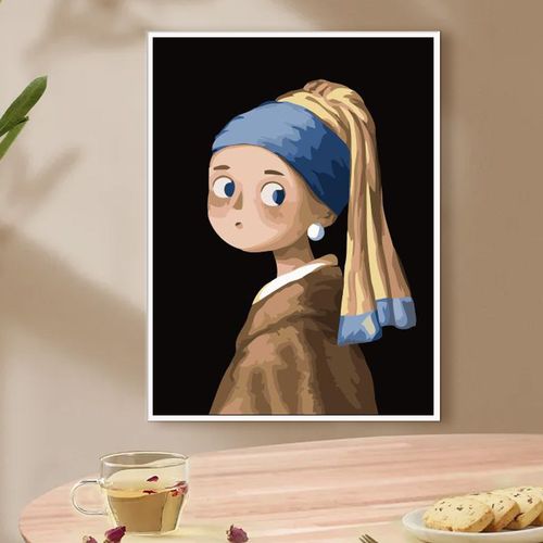 q版名画人物数字油画diy定制填充手绘手工画客厅装饰画油彩丙烯画