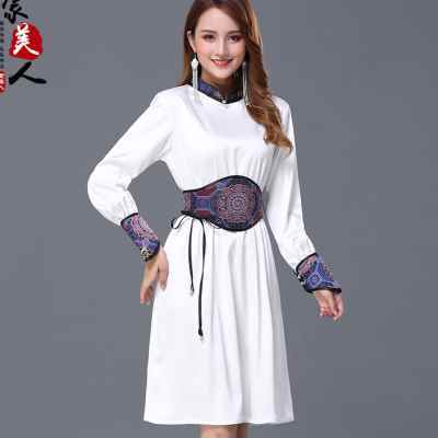 新款蒙古服装女现代改良蒙古袍日常生活装立领秋季蒙古元素连衣裙