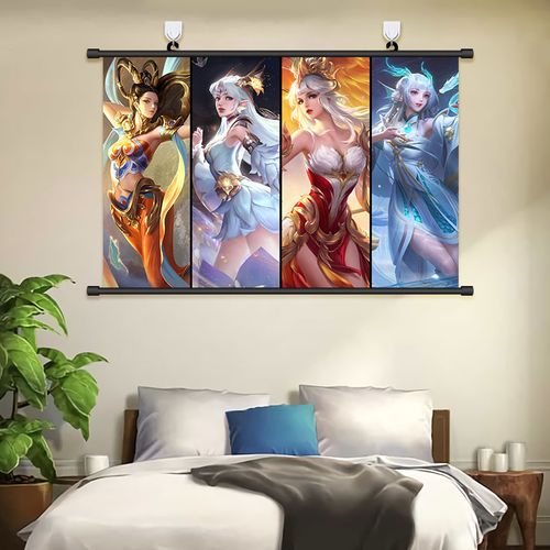 王者荣耀四大美女挂画貂蝉海报西施墙纸王昭君贴纸杨玉环装饰画