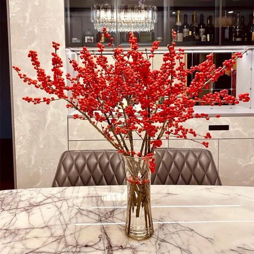 植物富贵籽水培真花年宵花卉室内客厅摆件 北美冬青(50cm)1枝 挂件 不