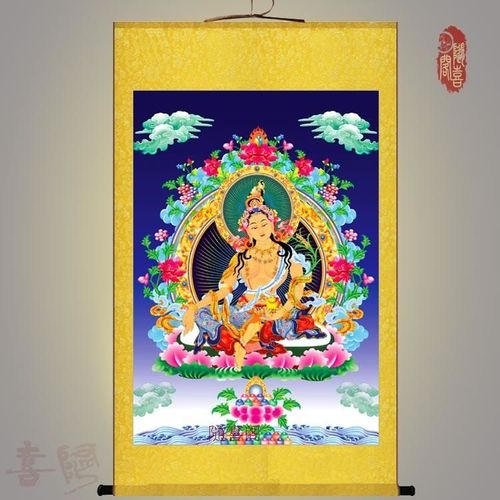 财源天母画像 财宝佛母财续佛母挂画 佛教护法供奉画 卷轴画 定制