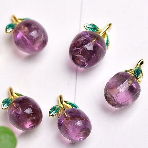 天然紫水晶苹果吊坠diy饰品配饰手链项链配件晶体通透颜色亮丽