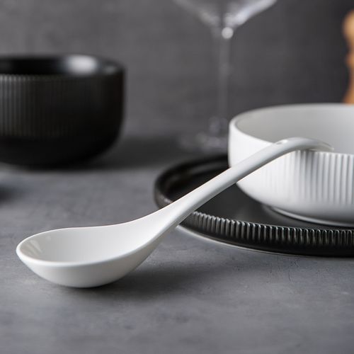 好看的勺子陶瓷小勺子调羹陶瓷 长柄汤勺 陶瓷饭勺大汤勺商用瓷器