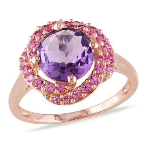 amour戒指|1 7/8 ct tgw amethyst created and pink sapphire