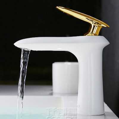 现代简约水龙头冷热北欧黑色白色时尚艺术创意台上台下面盆水龙.