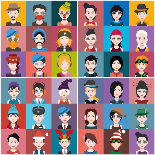 a0325卡通人物头像平面男女儿童游戏动画可爱eps设计素材ai矢量图