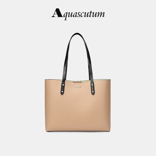 雅格狮丹(aquascutum)托特包女牛剖层牛皮优雅时尚宴会手提包潮流女包