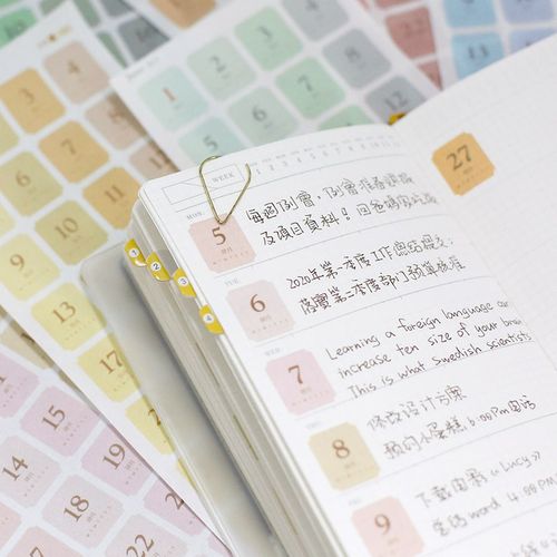 手帐数字日历贴纸本手账素材万年历索引贴可爱日付日b