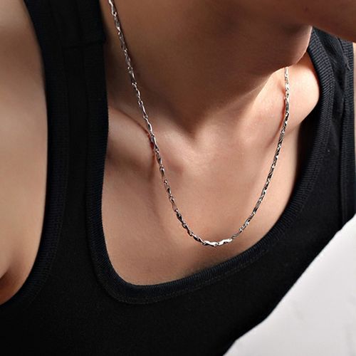 炙真银楼 99足银项链男款潮时尚霸气粗元宝链韩版男士男生单链子长短