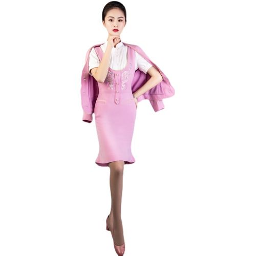 吉祥航空制服职业套装女空姐空乘粉色医美容e院导购前台工作服定
