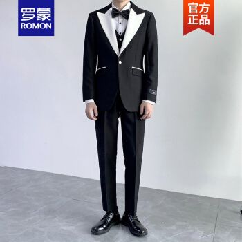 黑色三件套(西装 西裤 马甲) 衬衫 领带 领结 xl(126-138斤)