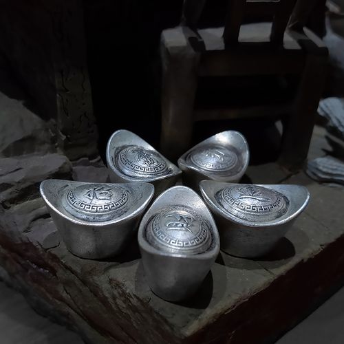 【银子进宝】古代银子古玩收藏 大清库银电影道具实心仿古银锭子