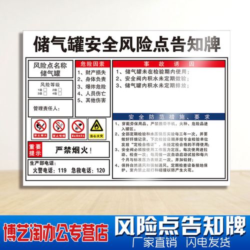 储气罐安全风险点告知牌 配电房机械设备生产车间伤害注塑叉冲铣钻床