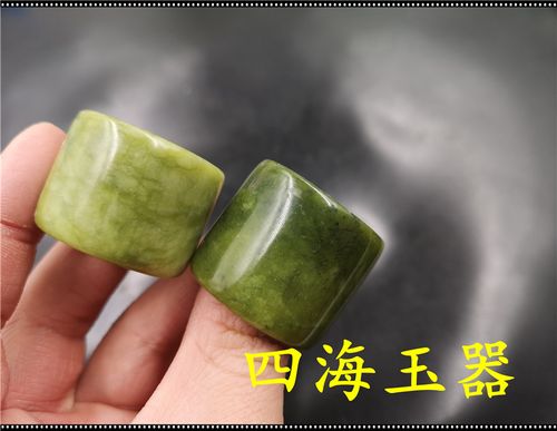 四海玉器 天然正品南玉扳指 男款深绿色玉扳指 指环