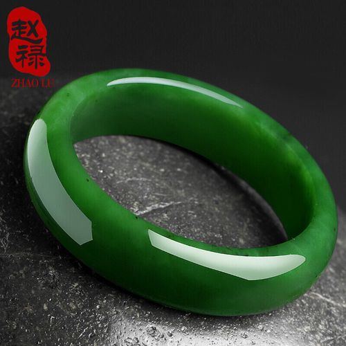 赵禄和田玉手镯碧玉玉镯子女款菠菜绿玉石珠宝带证书 图片色 52圈口