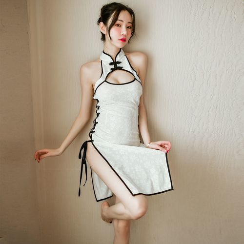 性感旗袍开叉绷带民国风情侧开叉镂空旗袍