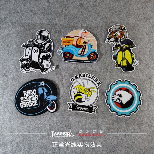 h062新款维斯帕踏板vespa300摩托车反光车贴纸汽车冲刺春天卡通