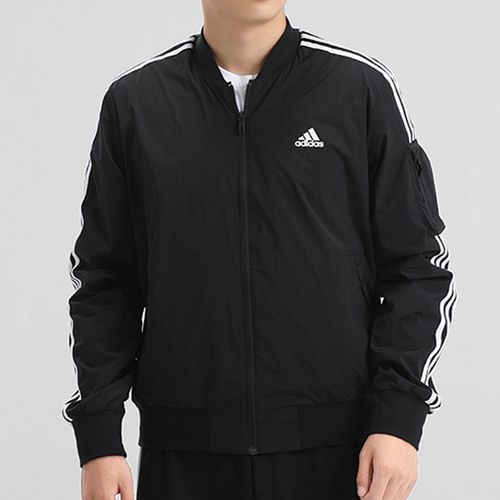 阿迪达斯外套男2021秋冬新款黑色运动服跑步健身棒球服夹克gh4802