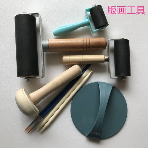 版画木蘑菇 滚筒滚轮 马莲 木磨拓 版画颜料工具 拓印工具