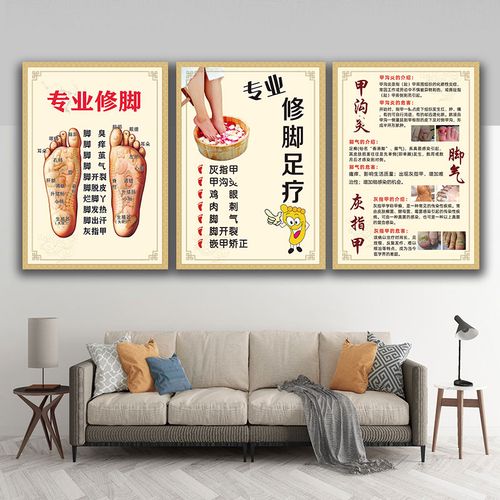 脚病挂图灰指甲海报脚气足疗装饰画常见脚病图解修脚店广告宣传图