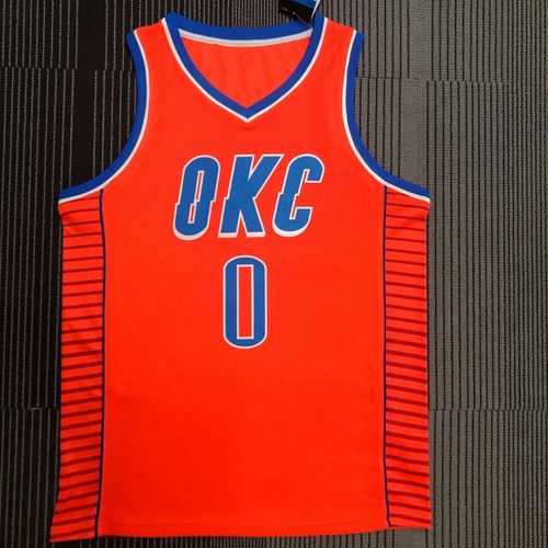 热压定制球衣21赛季雷霆队 飞人款 橙色威少杜兰特哈登保罗安东尼