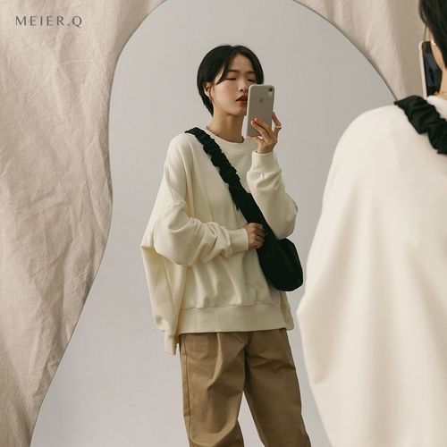 meier.q圆领ins潮t女秋冬新款project.m大落肩宽松卫衣m40004462